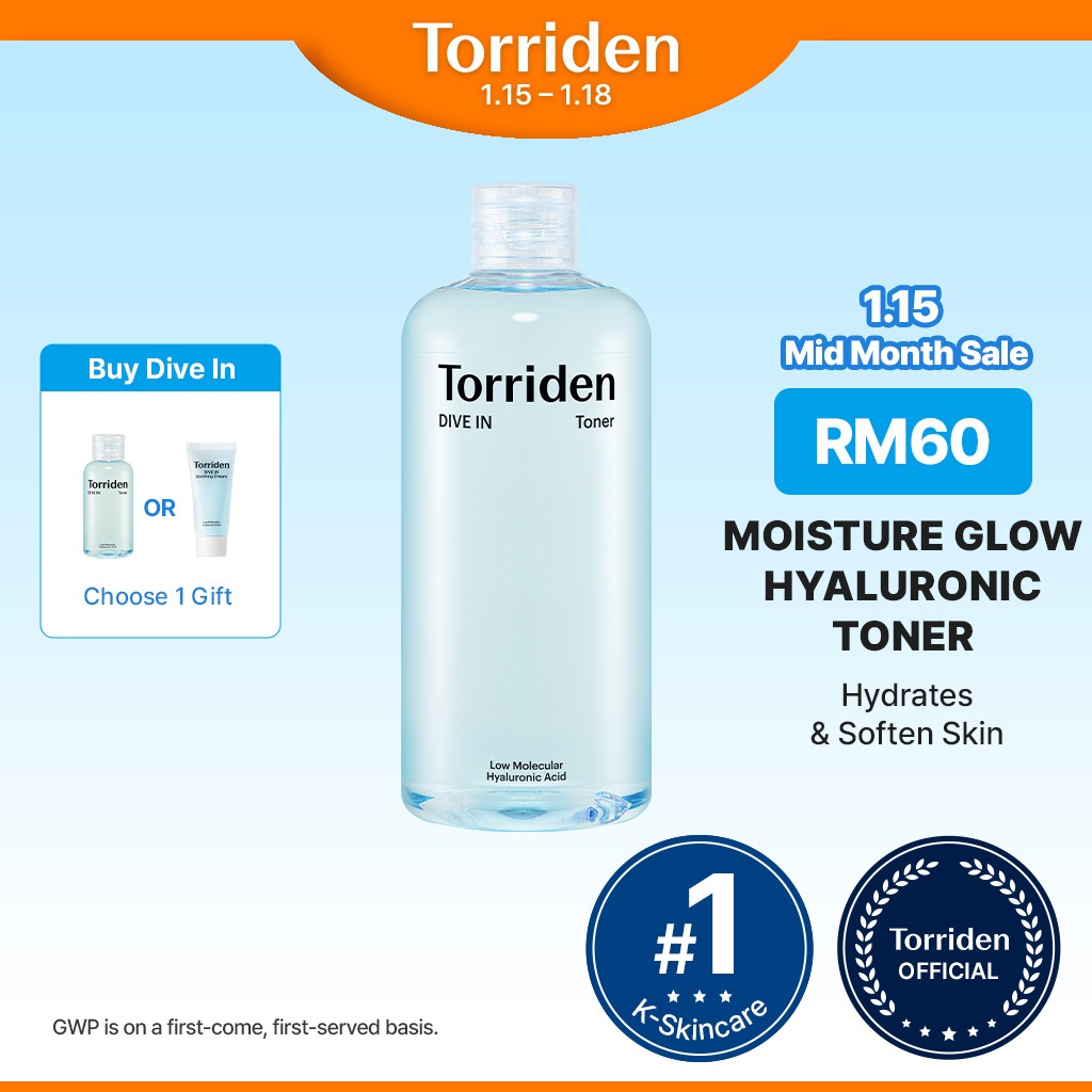 [Torriden Official] DIVE IN Low Molecular Hyaluronic Acid Toner, Low pH Facial Astringent for Hydrating, Exfoliating, Refreshing 300ml