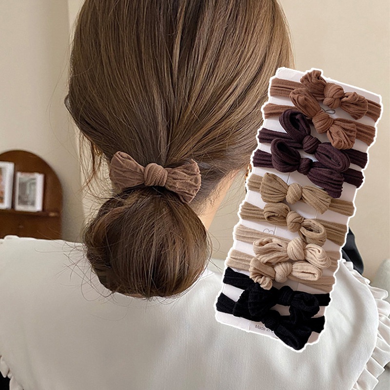 SG Korean Style Bow Hair Tie Simple Thick Elastic for Daily Use Fashion Women 2025 Ribbon