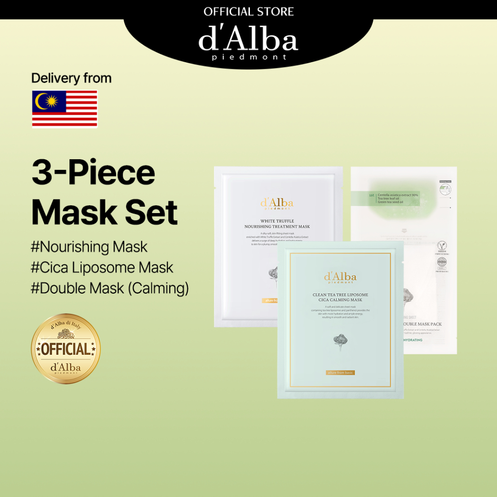 [MY only/ VSKU] d'Alba Mask Sheet Set (Nourishing Mask/Tea Tree Cica Mask/Double Mask(Calming))