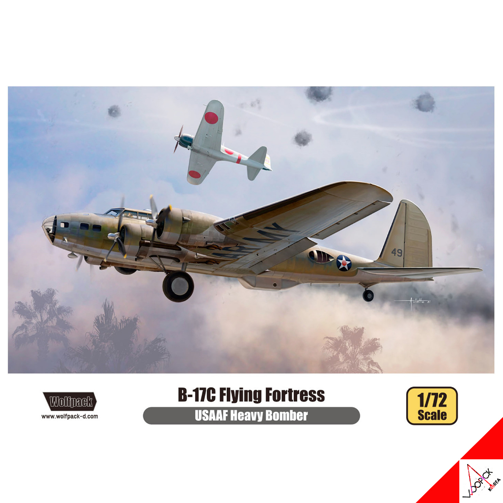 WOLFPACK 1/72 B-17C Flying Fortress USAAF Heavy Bomber Premium Model Kit WP17212