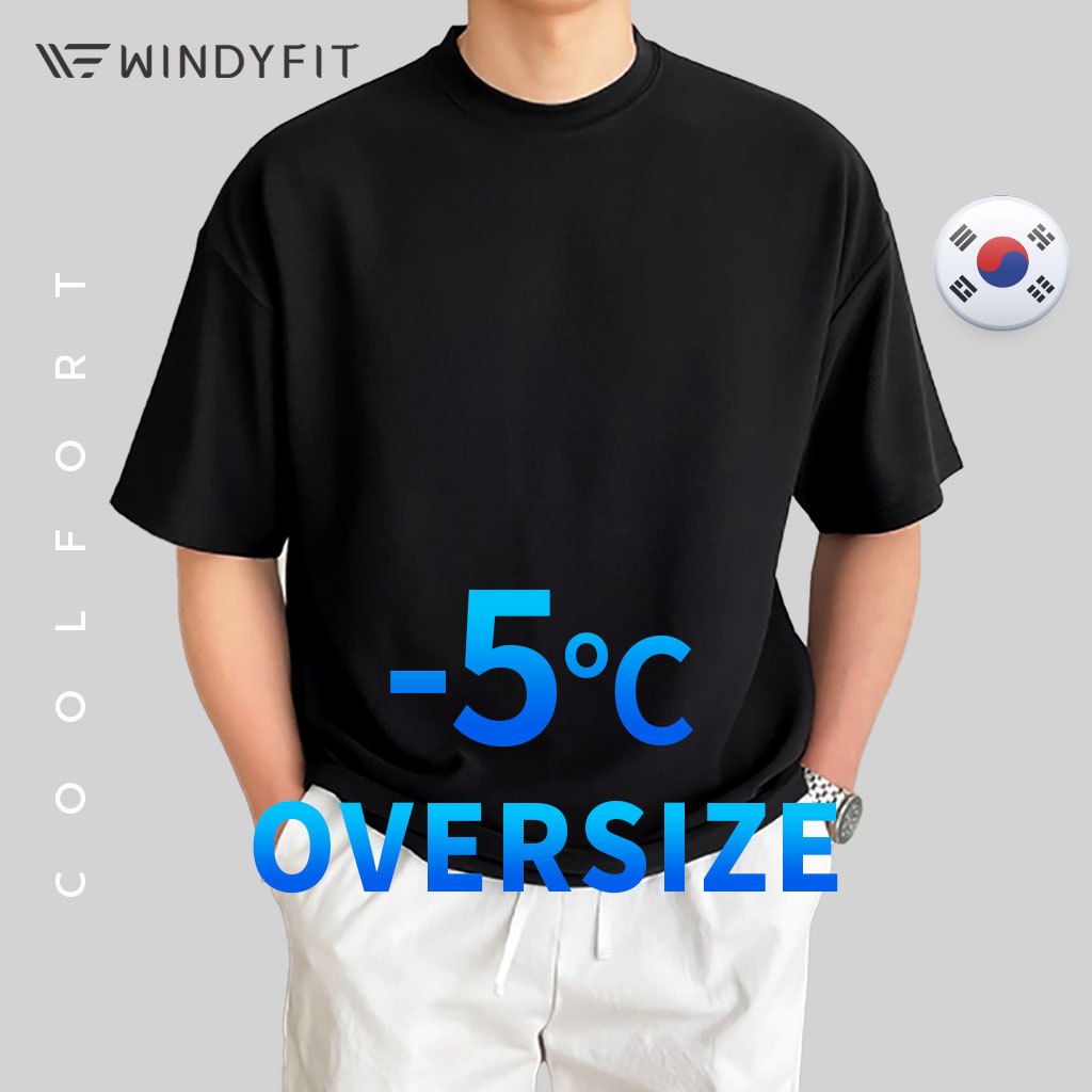Coolfort Windyfit Men's Oversized Tee Men Korean Casual Ice Short Sleeve T-shirts