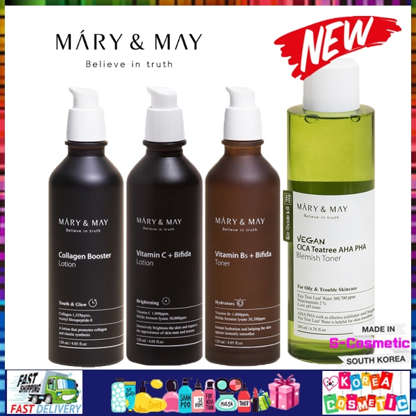 [Mary&May]Collagen Booster Lotion I Vitamine B5 + Bifida Toner I Vitamine C + Bifida Lotion Rose Collagen Mist Serum Cleansing Foam Korea Cosmetics