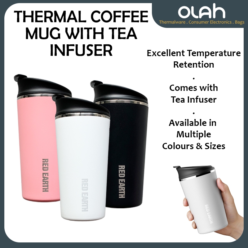 【Red Earth】 Thermal Coffee Mug with Tea Infuser / Coffee Cup / Thermal Flask / Insulated - 400ml / 500ml