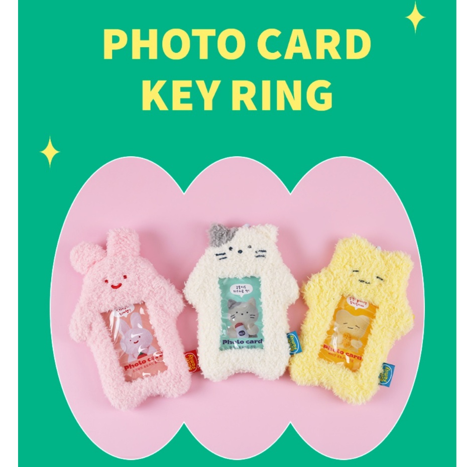 [Butter Shop] Korea Character Butter Family Photo Card Keyring/Keychains with Pouch_ 3 Types