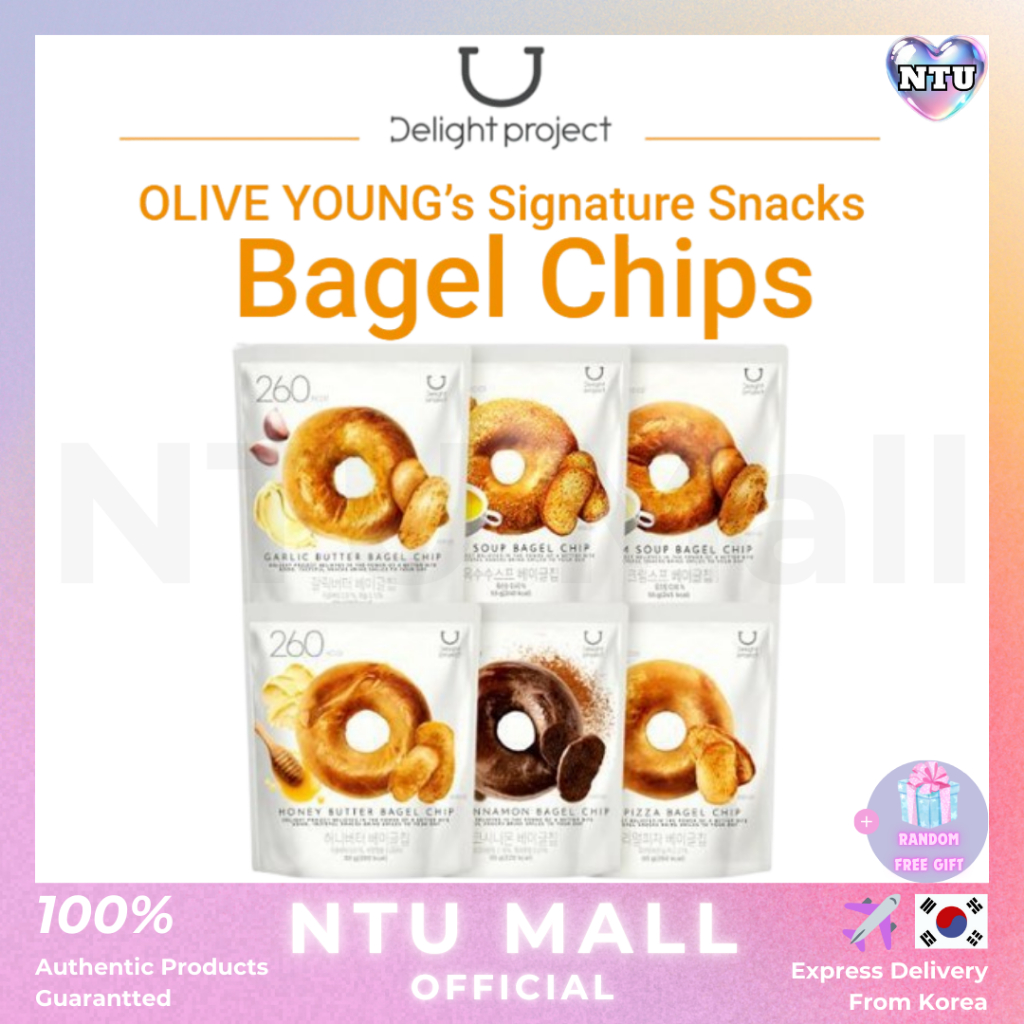 [Olive Young Delight Project] Bagel Chips Honey Butter, Garlic Butter, Real Pizza, Choco Cinnamon, Cron Soup