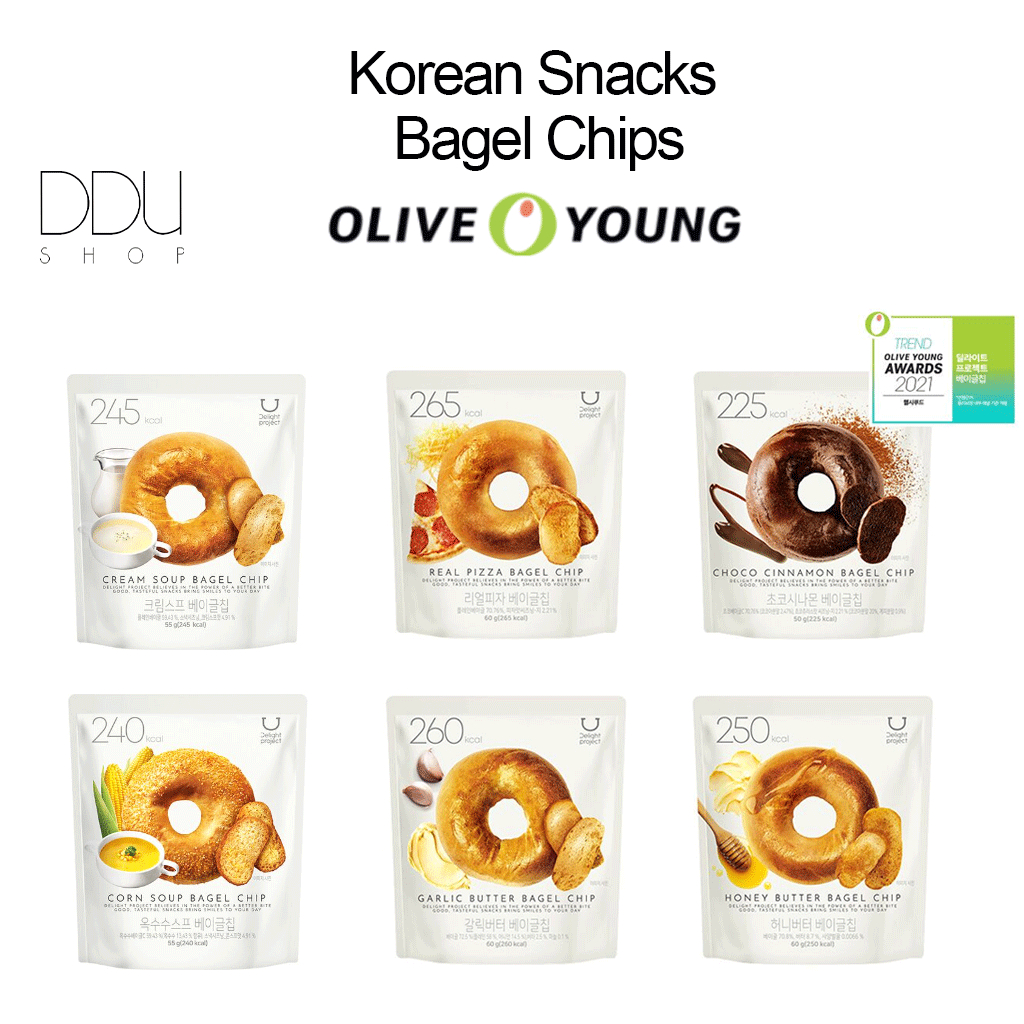 [Olive Young] Bagel Chips 60g (6 Flavor)/Garlic Butter / Honey Butter / Real Pizza / Choco Cinnamon / Korean Chips