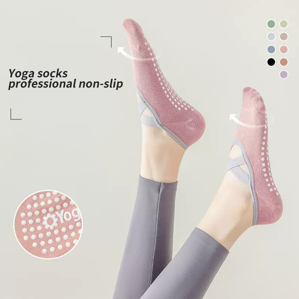Yoga Socks for Women Non-Slip Grips & Straps, Ideal for Pilates, Pure Barre, Ballet, Dance, Barefoot Workout