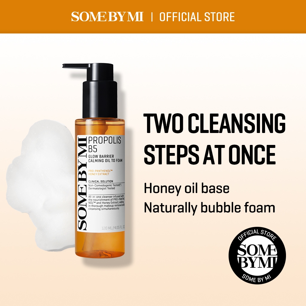 [SOME BY MI] Propolis Glow Barrier Calming Oil To Foam 120ml [All in one Cleanser, Honey Glow, Trouble care, For dry skin and all types]