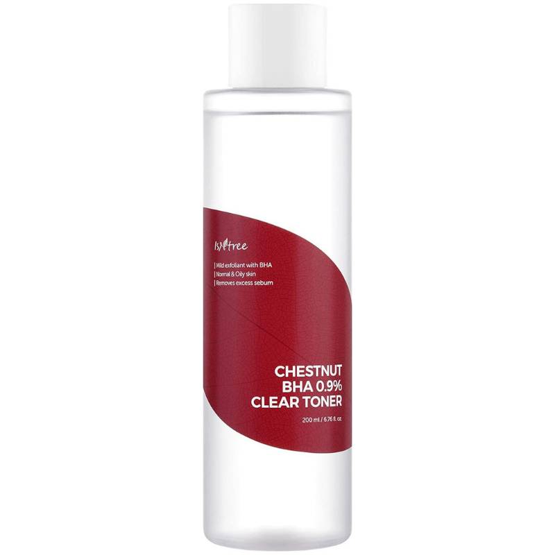 Isntree Chestnut BHA 0.9% Clear Toner 6.67 fl.oz / 200ml - Tannin contained in Chestnut shells helps tighten pores, reduce sebum, and balance water and oil levels of skin.