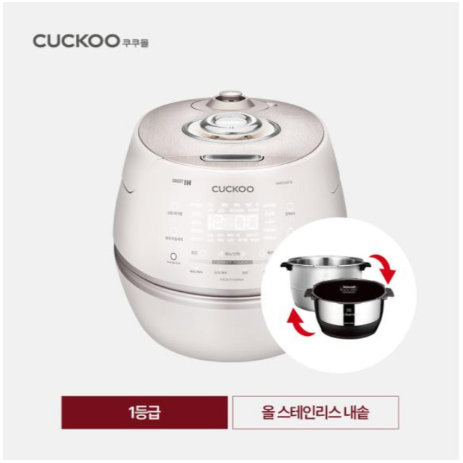 Cuckoo IH Electric Pressure Rice Cooker All Stainless Steel Inner Pot for 6 Person CRP-DHAS069FW