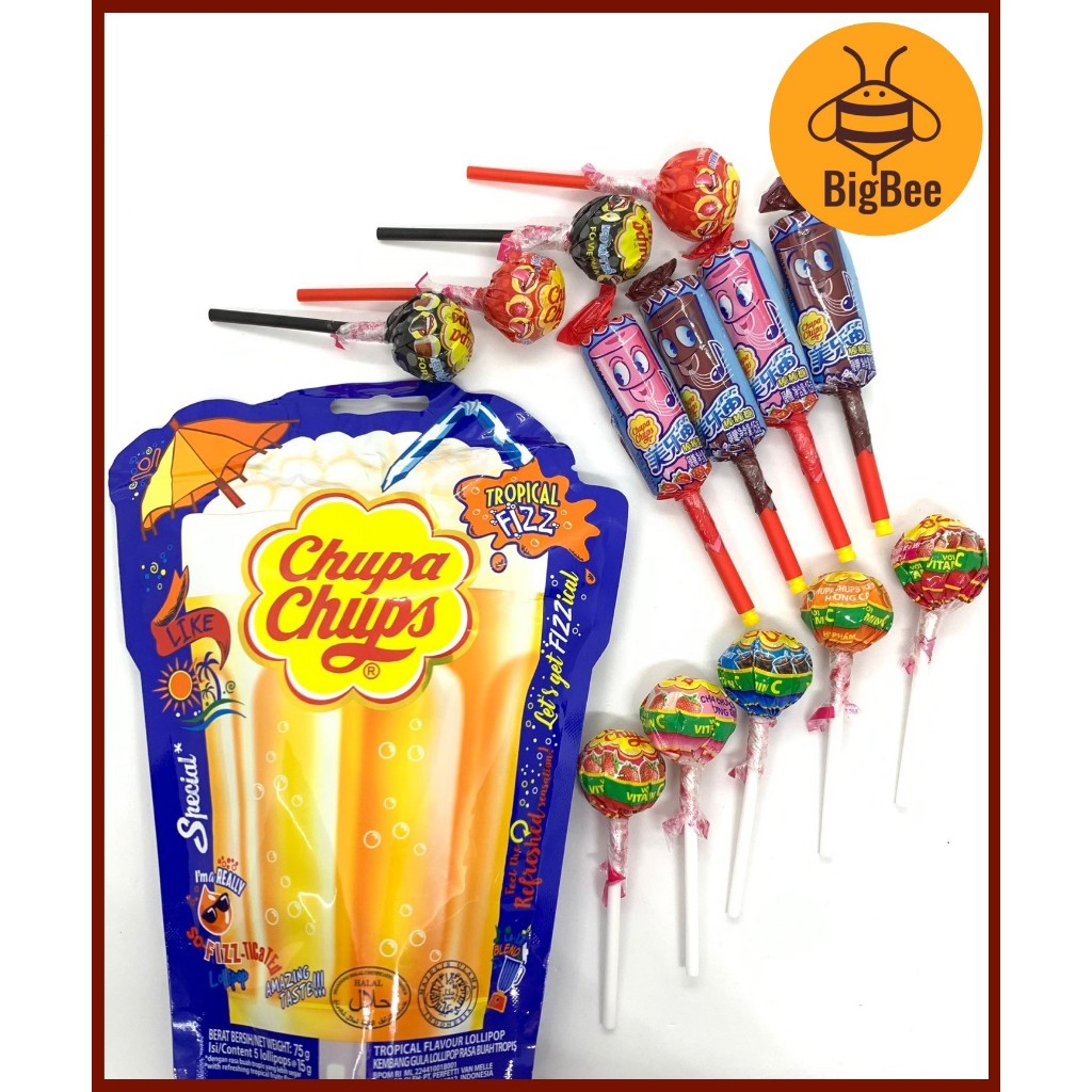 Chupa Chups Lollipop - 9g x 6pcs Assorted flavors RANDOM PICK Classic / Tongue Paint / Melody Whistle / Tropical Fizz