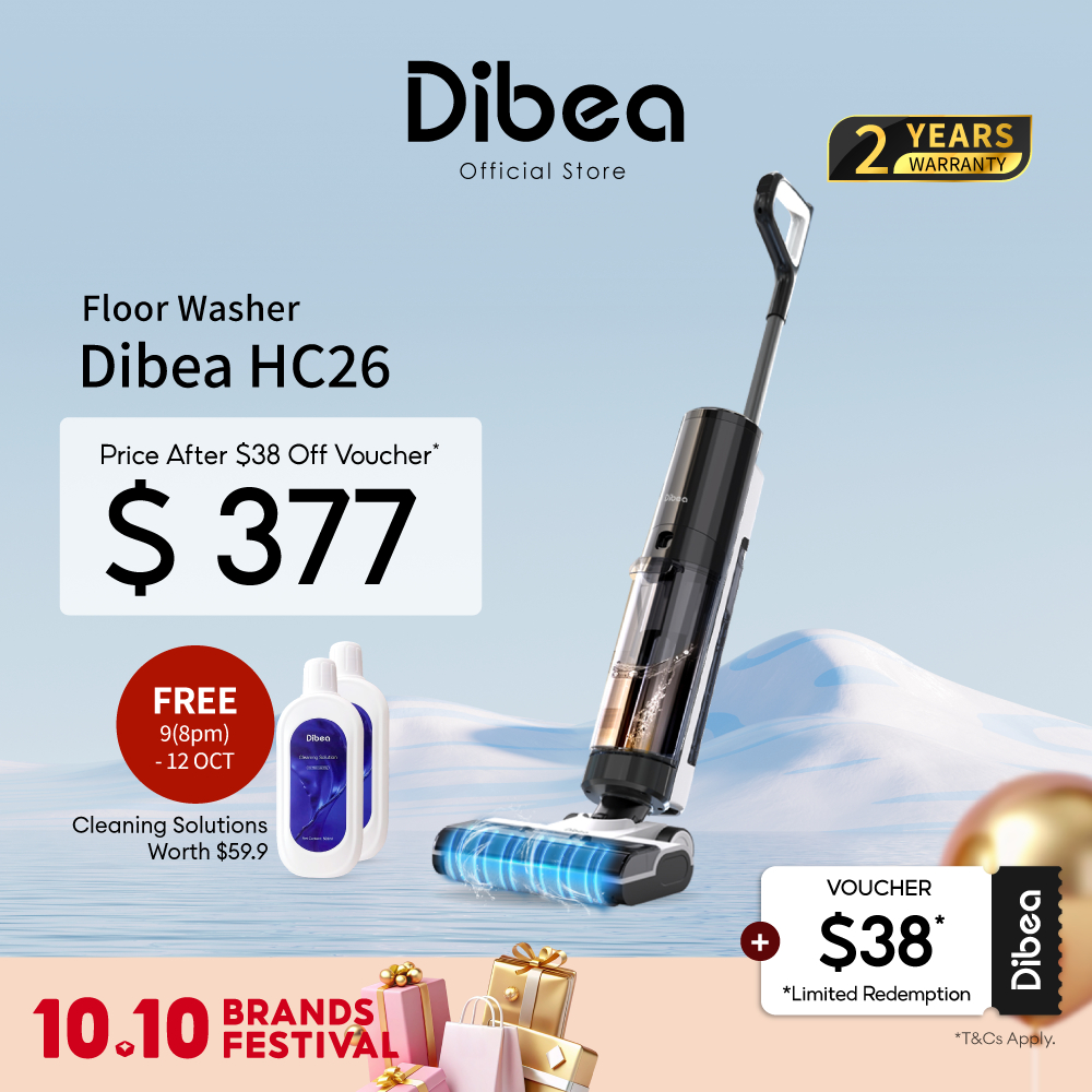 New Launch | Dibea HC26/H8 Cordless Smart Wet Dry Floor Washer & Vacuum Cleaner | 99.9% Sterilization | Local Warranty