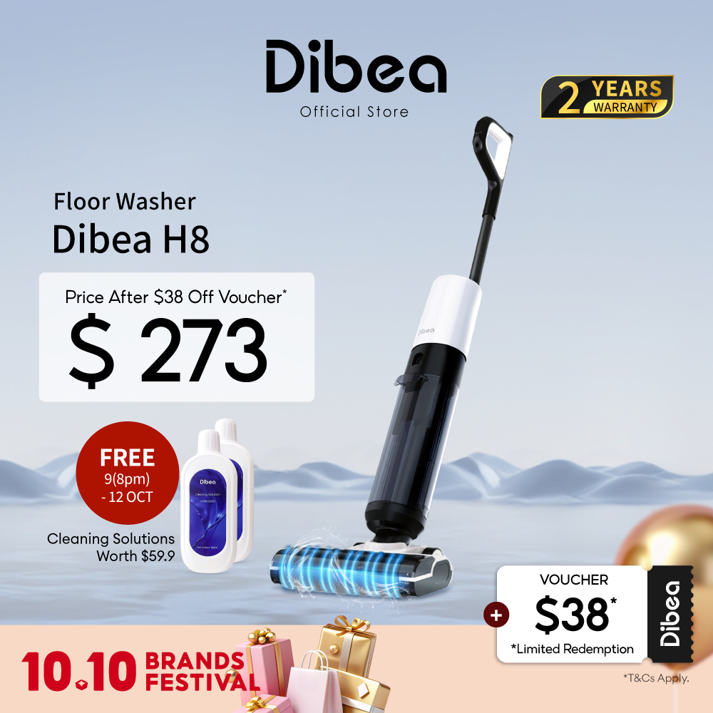 [NEW] Dibea H8 Cordless Smart Wet Dry Floor Washer & Vacuum Cleaner | 13kPa Suction | Self-Cleaning | Local Warranty