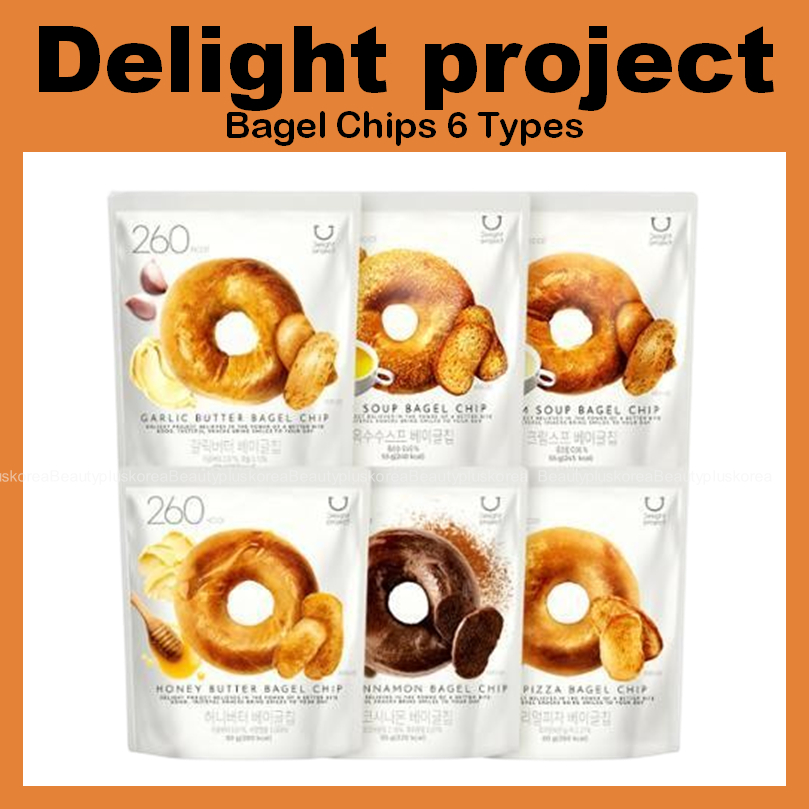 [Delight Project] Bagel Chip 6 Types Choco Cinnamon 50g / Cream soup 55g / corn soup 55g / honey butter 60g / garlic butter 60g / pizza 60g Olive Young snack