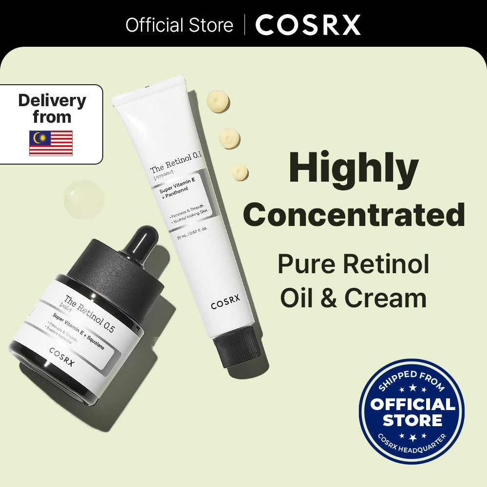 [COSRX OFFICIAL] The Retinol Cream & Oil (20ml), Powerful Wrinkle Killer, Pure Retinol, Anti-aging, Brightening, Eye cream, Total Wrinkles Care