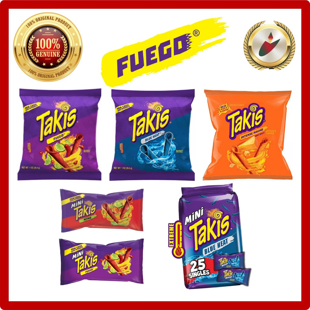 [Barcel] Addictive Snacks-! Takis Fuego Hot Chili Pepper Lime Tortilla Chips 3.25oz 1.23oz 1oz / Blue Heat Intense Nacho Cheese Spicy Snacks Oreo Twix M&M's Popcorn Nitro Cheetos