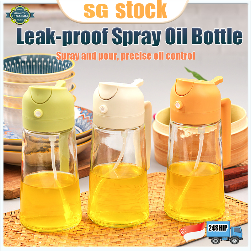 2 in 1 470ML Oil Dispenser Leakproof Spray Glass Bottle Cooking Mist Kitchen Gadgets