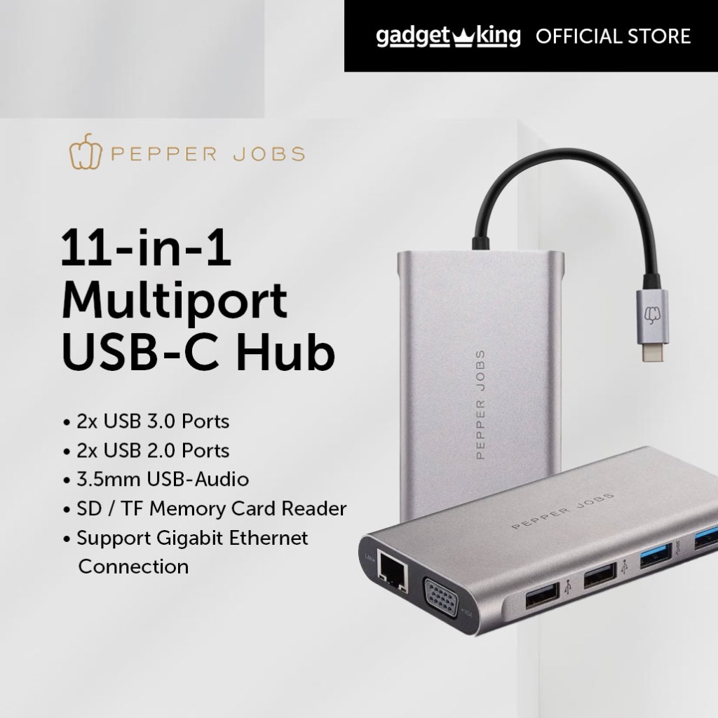 [PEPPER JOBS] Multiple USB interfaces support plug and play, hot-swap 11-in-1 USB-C Multiport Adapter [TCH-11 Grey]