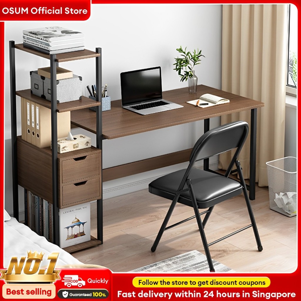 120CM Computer Table With BookShelf and Drawer Home Office Desk Study Table Writing Desk 书桌
