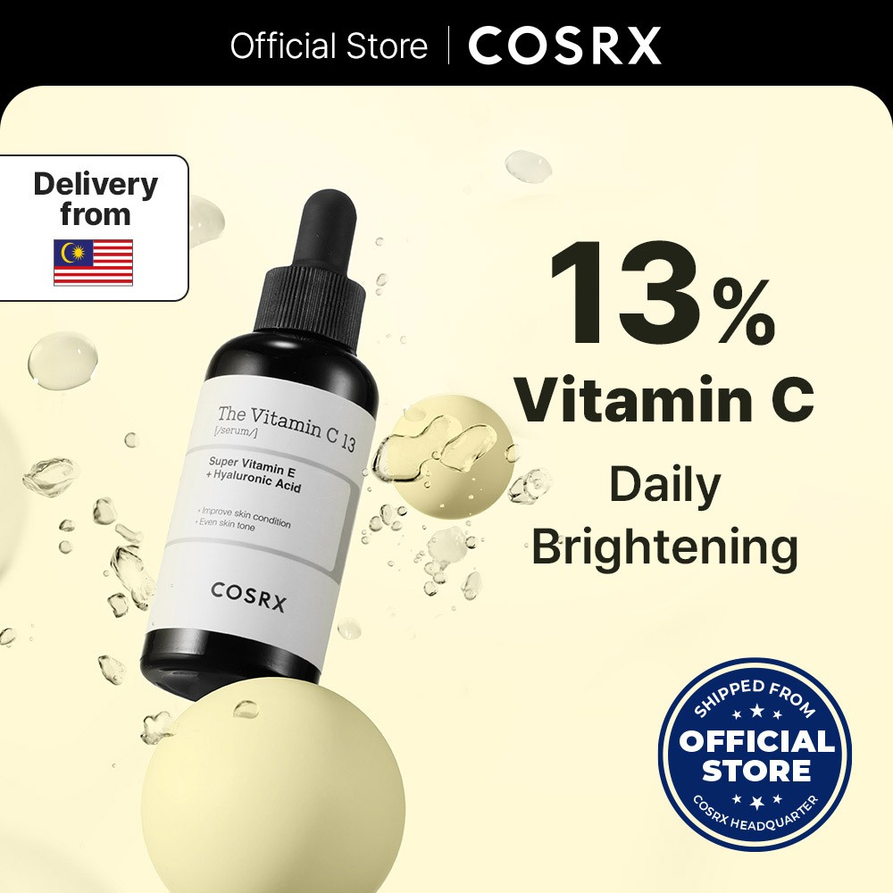 [COSRX OFFICIAL] The RX Derm serums, The Vitamin C 13 20ml, Pure Vitamin C 13%, Daily Mild Brightening Serum, Fast-Absorbing, Hydrating, Powerful Antioxidant