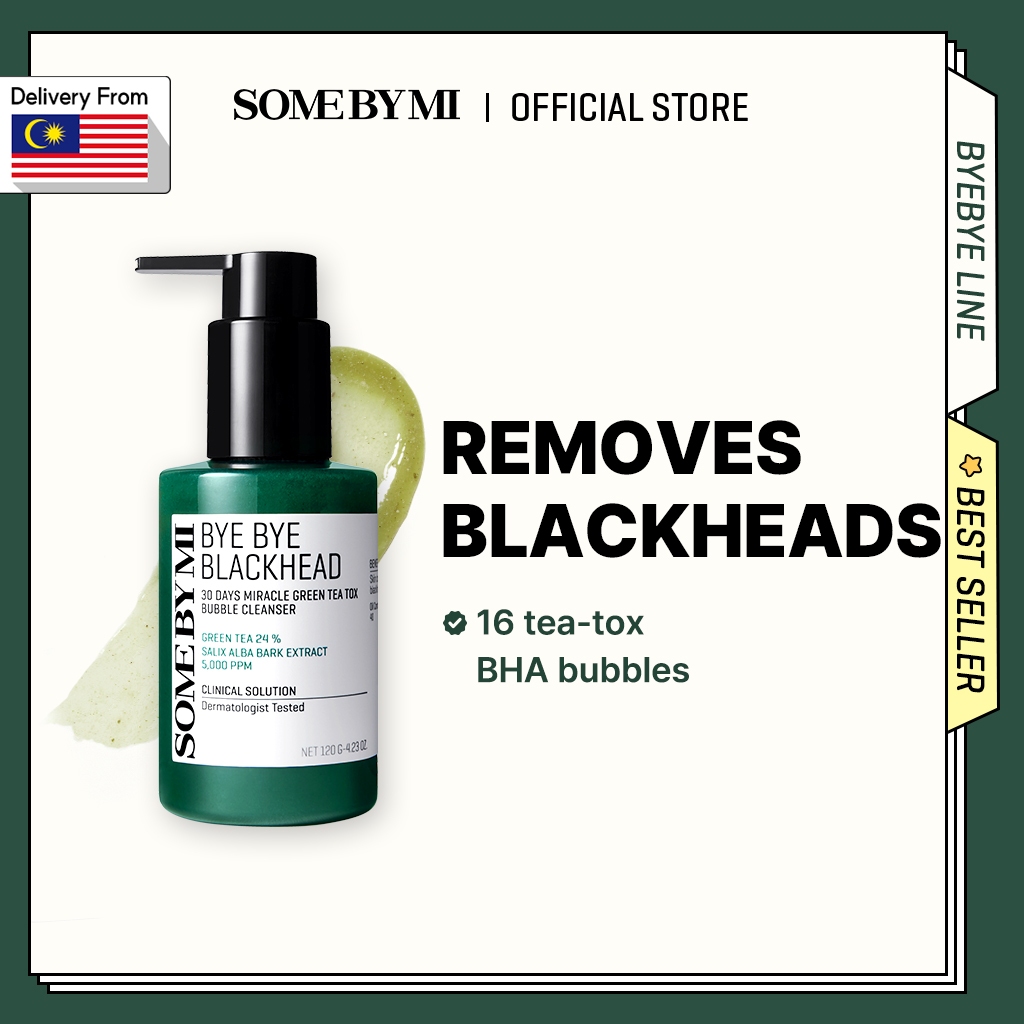 [SOME BY MI] Bye Bye Blackhead 30 Days Miracle Green Tea Tox Bubble Cleanser 120g [Pore Care, Natural BHA with 16 tea ingredient]