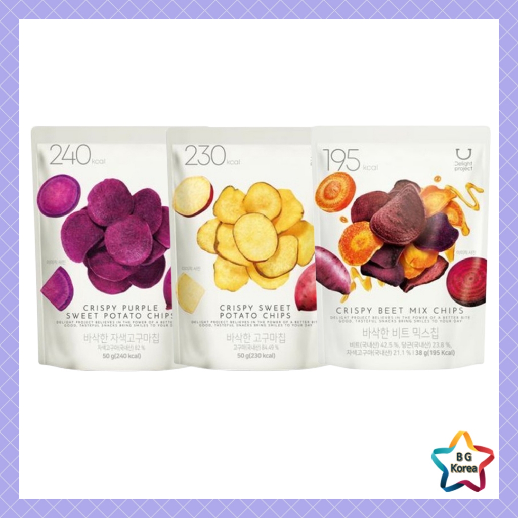 Olive Young Delight Vegetable Crispy Mix Chips 4types / Sweet Potato / Pumpkin / Beet / Purple Sweet Potato / Korean Healthy Snacks