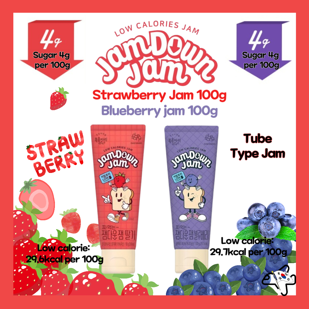 Jamdown Jam/Strawberry Jam / Blueberry Jam /Low Sugar Jam /Tube Type Jam/Korean Strawberry Jam