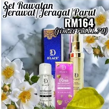 D'LACE SET JIMAT (RAWATAN JERAWAT ATAU JERAGAT) magic soap 60g + toner 60ml + booster serum 30ml.