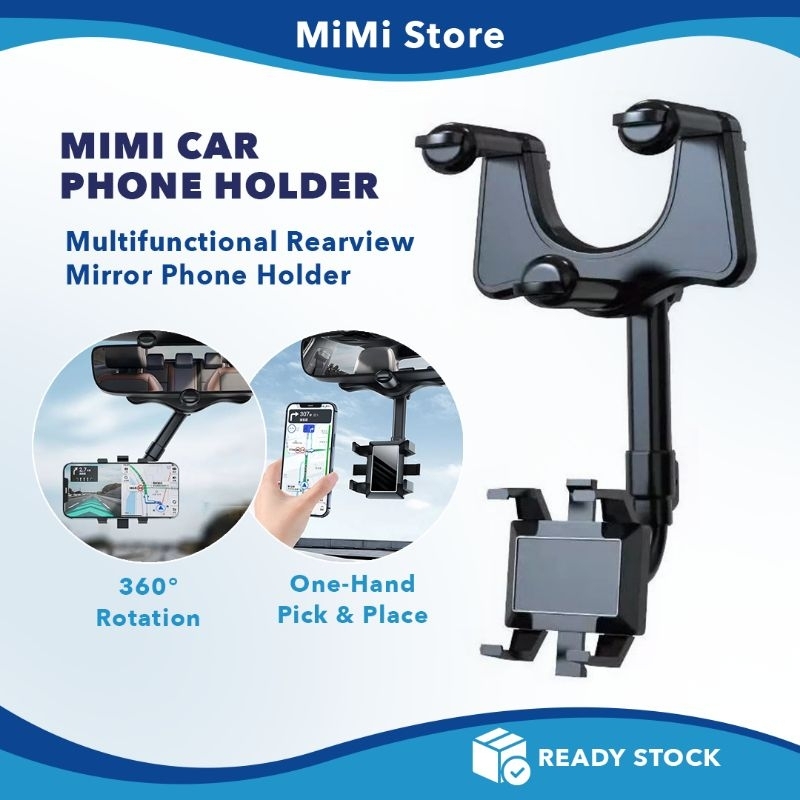 MiMi Car Mirror Clip Phone Holder Anti Shock In-Car Rear View Mirror Mount GPS DVR 360 Degree Rotated Grip Phone Bracket