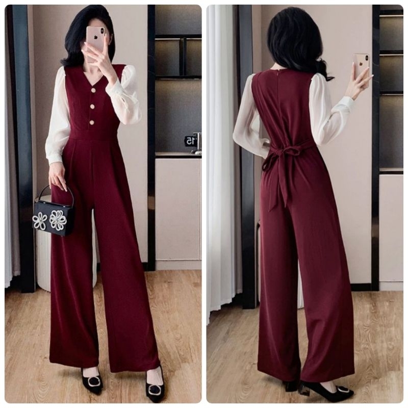 MERAH Red Christmas Jumpsuit Premium Imported Red Jumpsuit