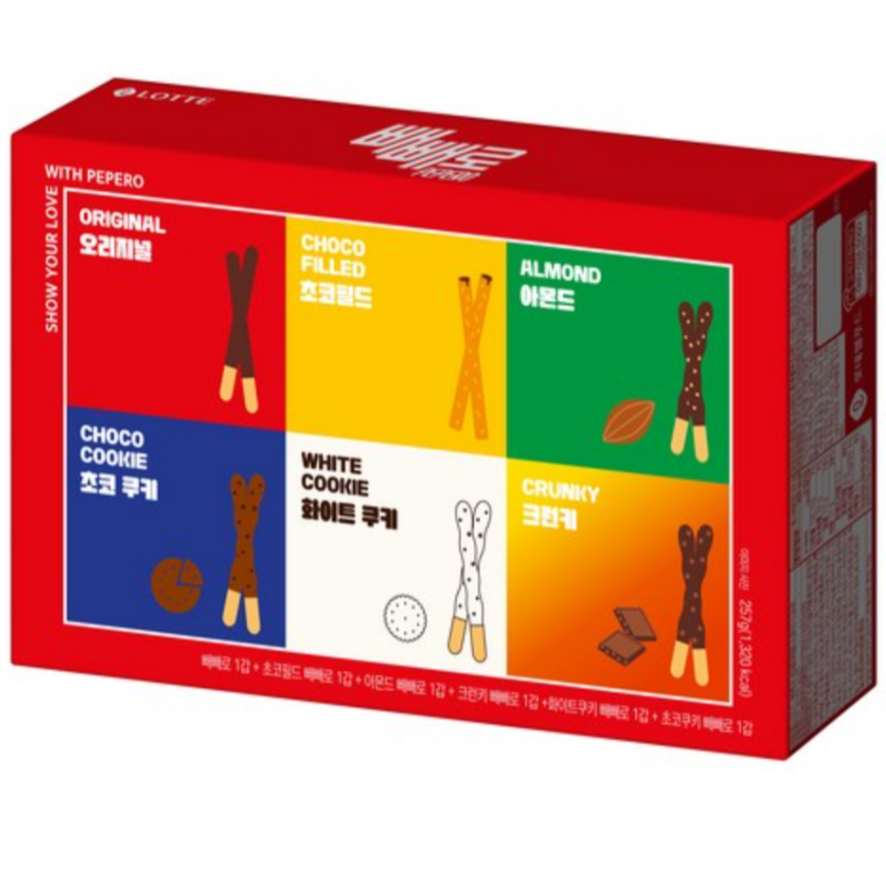 Pepero Sampler 6-piece set 257g, 1set