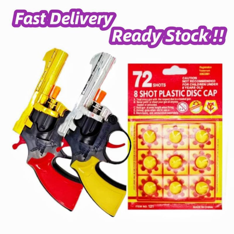 Set Mainan Pelancar Bunyi 8 Kali/Pusingan/Cakera Plastik/8 Shoot Disc Cap (With bullet)