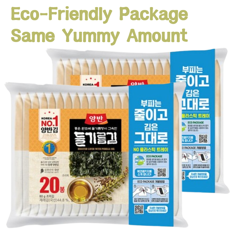 [Dongwon Yangban] Perilla Oil Gim – Korean Seaweed, Eco-Friendly Pack (4g × 40 Packs)