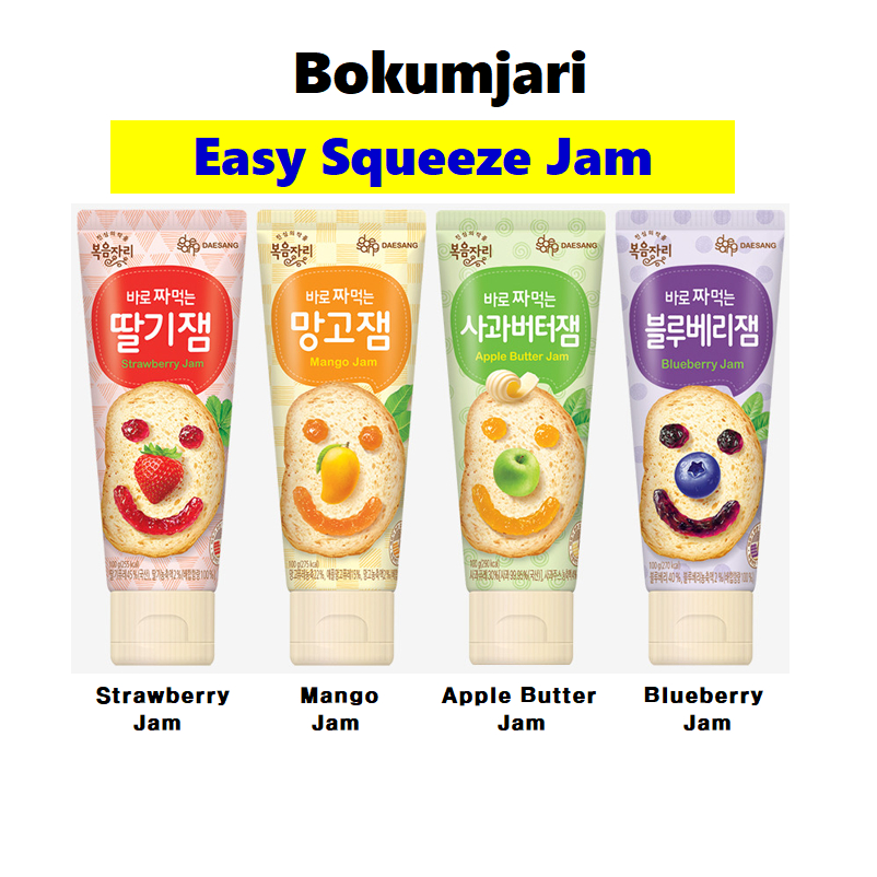 DAESANG [Bokumjari] Squeeze Jam Spread Series 4 Types (Strawberry Jam, Mango Jam, Apple Butter Jam, Blueberry Jam) #Brunch table #Easy jam spread #party snacks #Tube