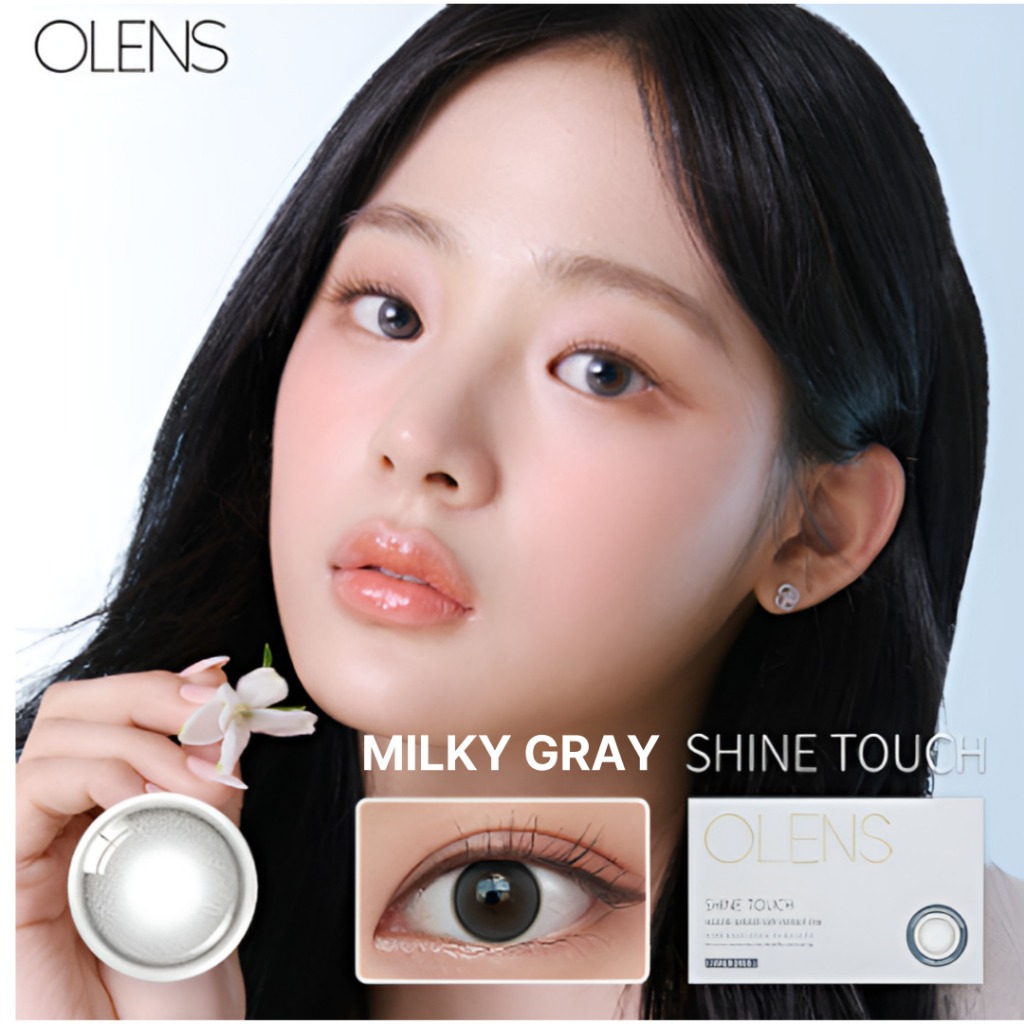 OLENS  SHINE TOUCH MILKY GRAY Month – 1 Color  | Monthly MILKY GRAY Colored Contact Lenses  K-Beauty 2p 1box