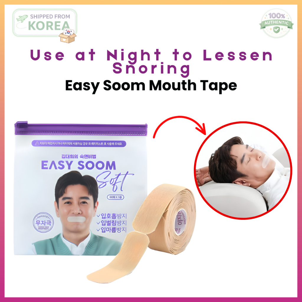 Easy Soom Mouth Tape for Sleeping | Gentle Adhesive for Snoring & Mouth Breathing | Skin-Friendly Roll Type Strip