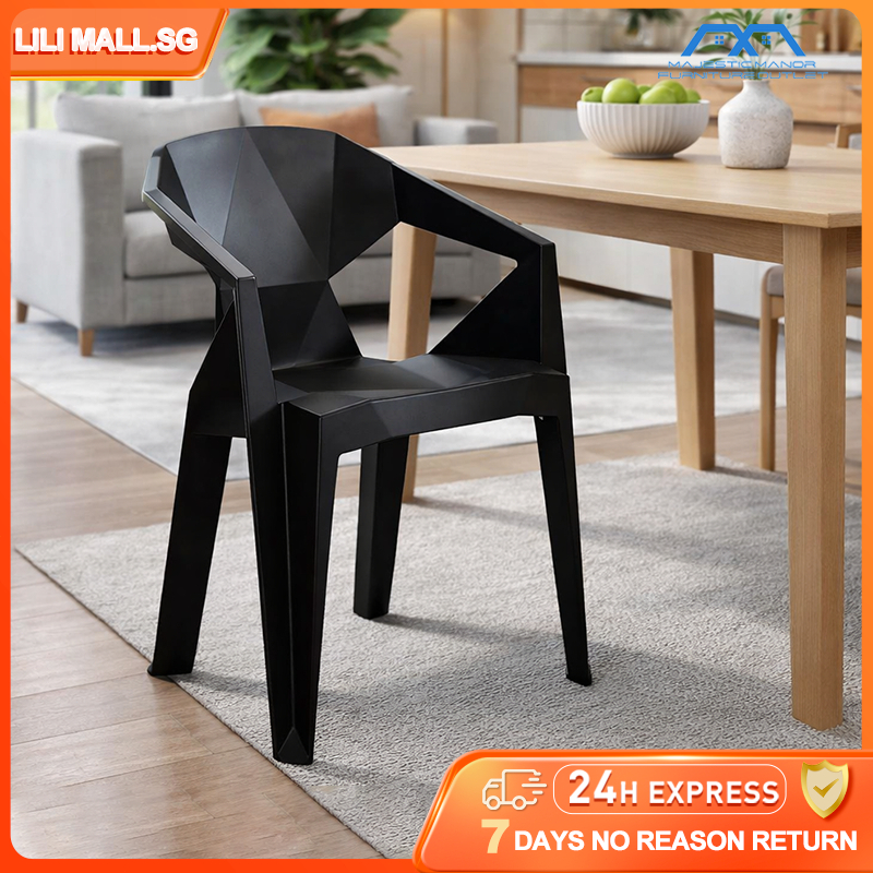 Plastic dining chair with stackable backrest outdoor chair adult home use thickened waiting chair for guests