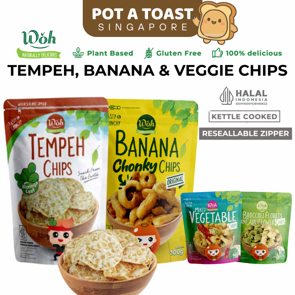 WOH Assorted Tempeh Banana & Veggie Chips HALAL Mix & Match Snacks Kettle Cooked 100% Healthy Snacks