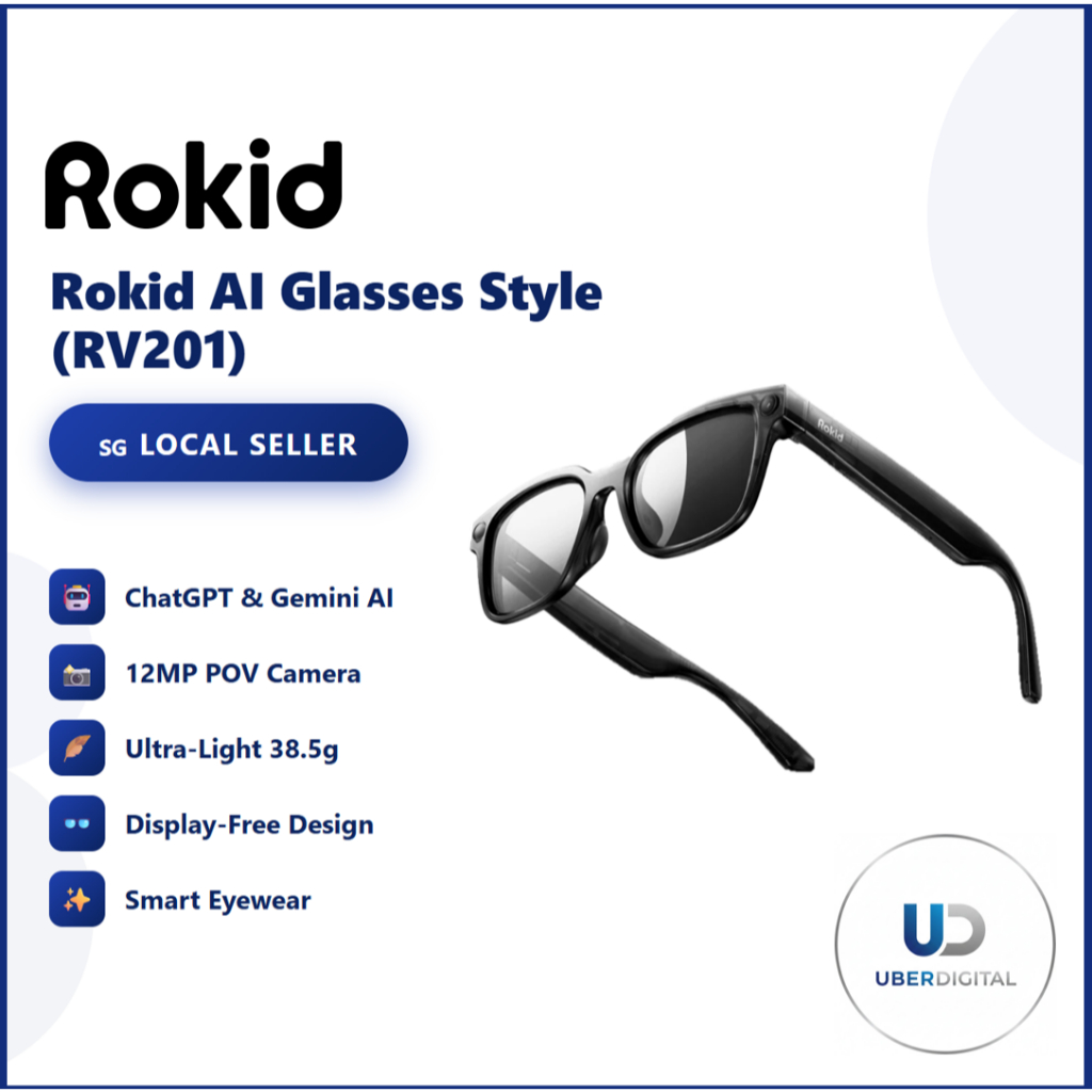 Rokid AI Glasses Neo (Style)(RV201) / Rokid x Bolon AI glasses | Display-Free Smart Eyewear | 12MP POV Camera | ChatGPT