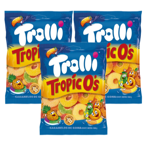 【Trolli】Tropicos Gummy Candy 100g x3 Packs Chewy Fruity Jelly Tropical Flavor Snack