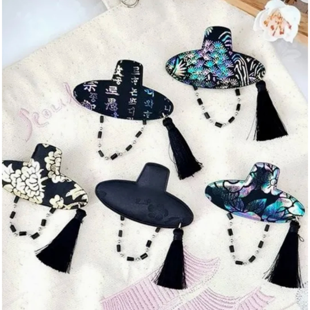 Korean Traditional Gat Hair Clip Set (5 pcs) | K-Style Cultural Tassel Hairpin | Souvenir Gift | Hanbok & Daily Fashion Accessory gc-0137