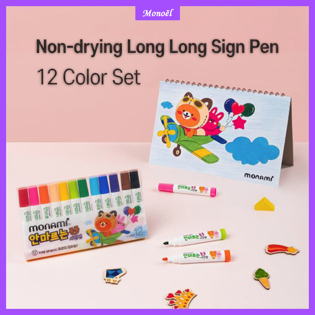 Non-Drying Long Long Sign Pen 12 Color Set [Monami]