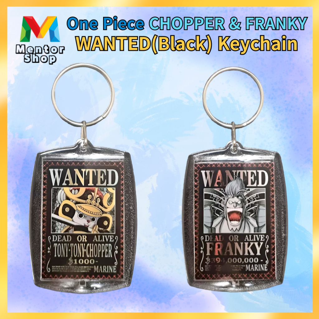 [Mentor Shop] ✨ One Piece Chopper & Franky WANTED (Black) Keychain  The cutest reindeer and the boldest builder, reborn in sleek black! ⚙️