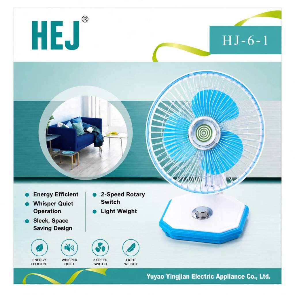 HJ-6-1 Table Fan | High-Speed Portable Fan | Adjustable Airflow Desk Fan | Energy Efficient Cooling Fan for Home