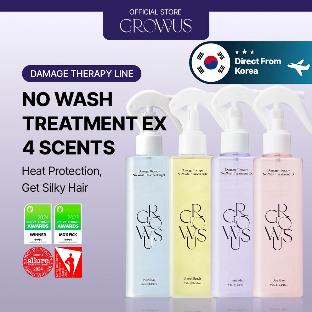 [GROWUS Official] Damage Therapy No-Wash Treatment 250ml | 4 Scents, EX & Light Care & Leave-In Care