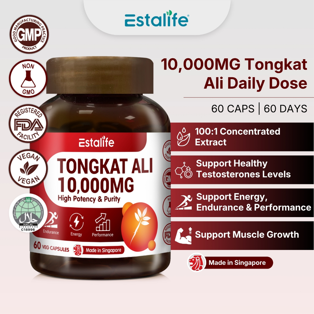 Estalife Tongkat Ali 10000MG | Natural Energy Booster | 东革阿里 | High Concentration | 60s
