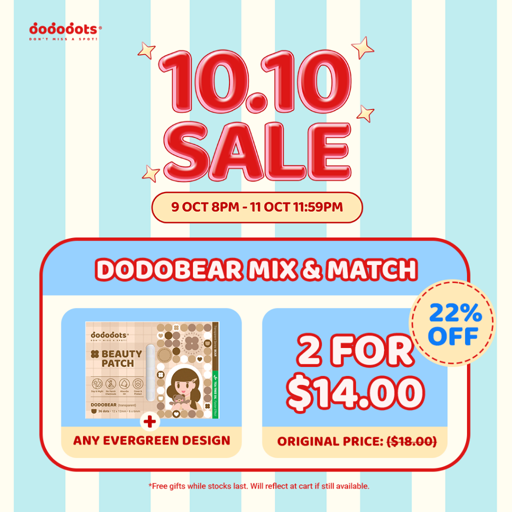 [2 FOR $14] Dodobear Mix & Match | Transparent & Colored Clinical-Grade Hydrocolloid Dododots Pimple Patches Best Seller