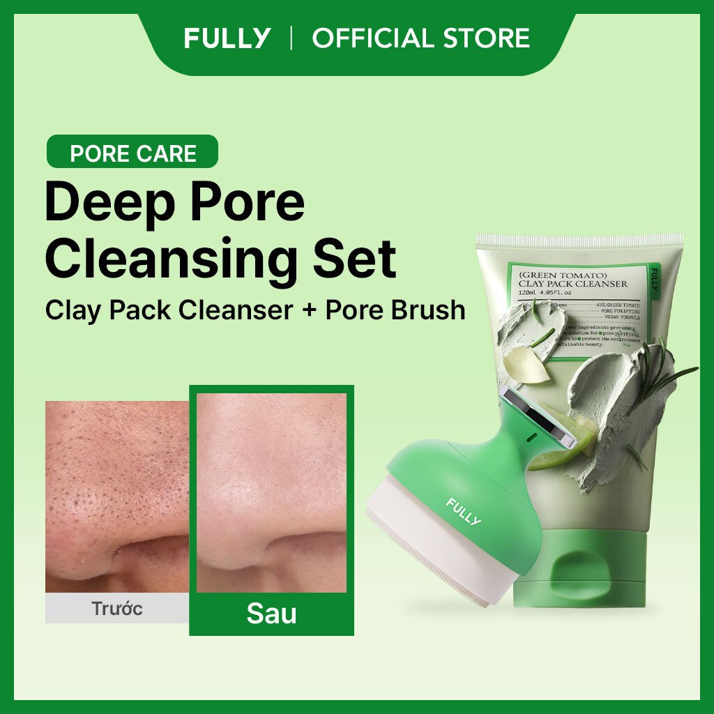 Green Tomato Clay Pack Cleanser + Pore Cleansing Brush