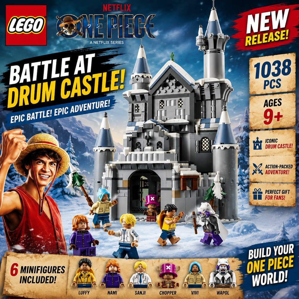 LEGO ONE PIECE Battle at Drum Castle 75645 1038 Pieces Building Set with 6 Characters Netflix Series Chopper Luffy Collectible Gift Age 9+