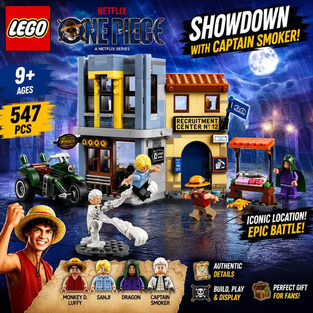 LEGO ONE PIECE Showdown with Captain Smoker 75642 547 Pieces Building Set with Luffy Sanji Dragon Smoker Minifigures Gift Age 9+